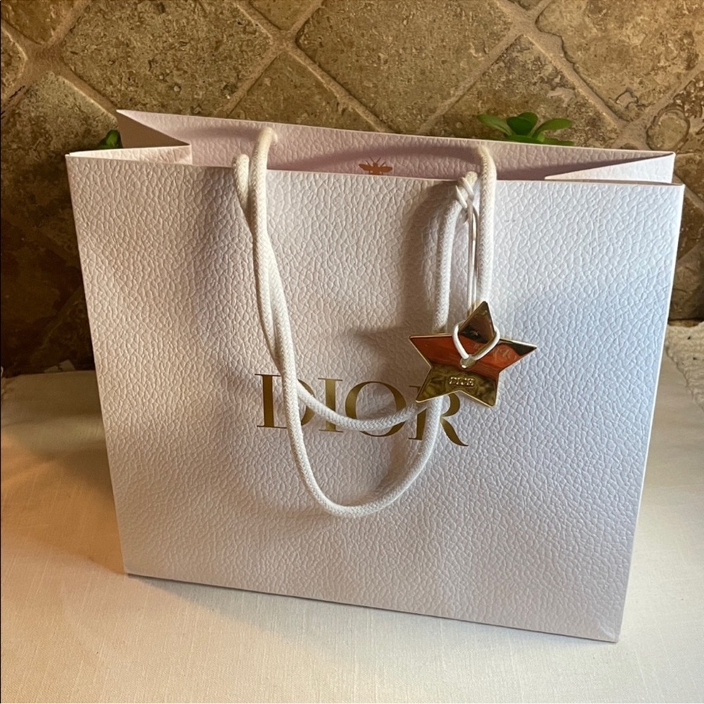 Dior White and Gold Shopping Bag limited Edition with Dior Star